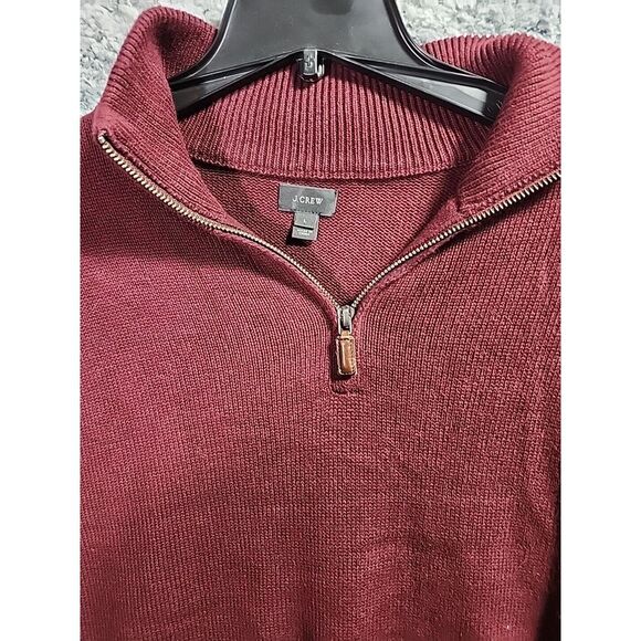 J Crew Sweater Mens‎ Large Maroon 1/4 Zip Pullover Cotton Knit Minimal Basic - Picture 3 of 16